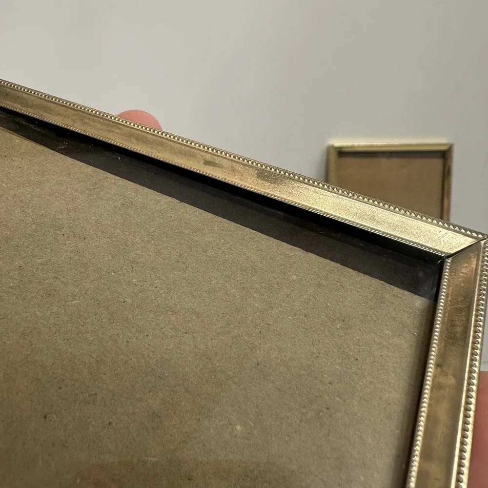Vintage 4 Gold Tone Brass Art Deco Standing Folding Shelf Picture Frames Mini